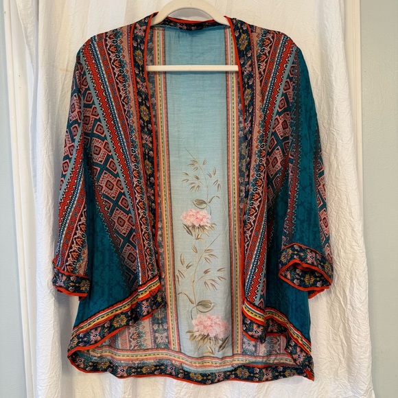 Bohemian Multicolor Kimono Cardigan - Picture 1 of 15